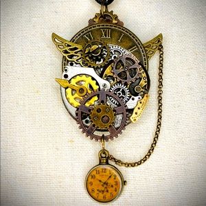 Steampunk pendant with various parts